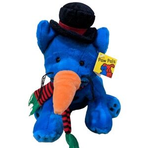Vintage 2000 Petco Paw Pals Blue Mews Holiday Snowman Cat Beanbag Plush 14"